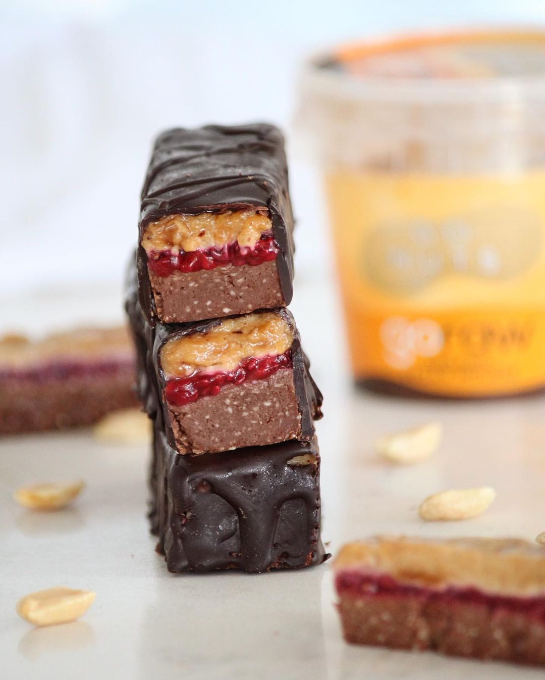 Peanut Raspberry Brownie Bars