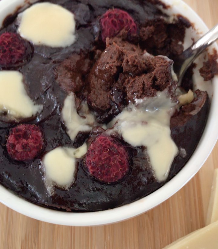 Single Serve Double Chocolate Raspberry Cake