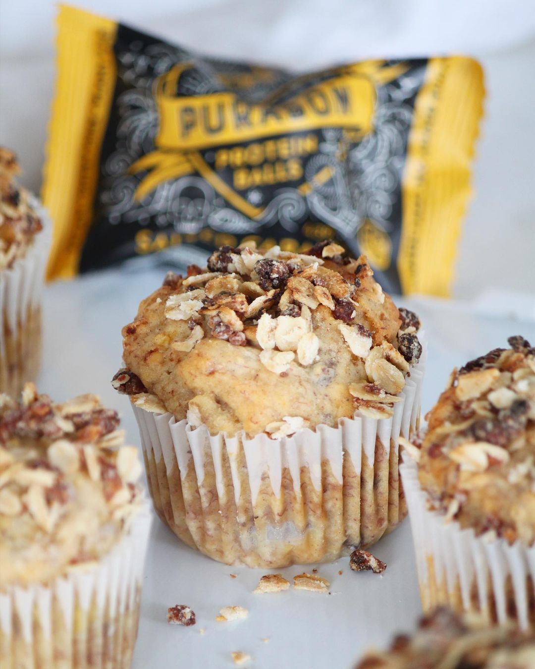 Salted Caramel Banana Crumble Muffins