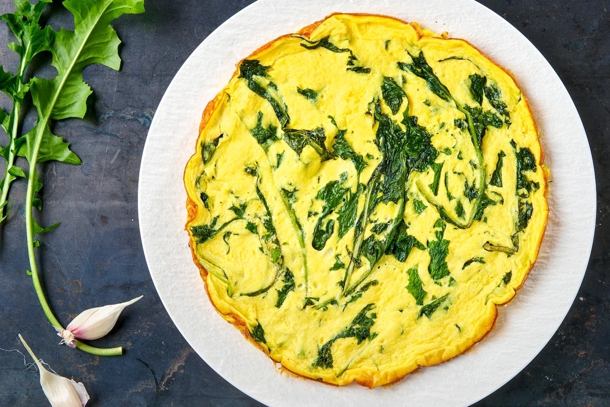 Simple Dandelion Frittata with Cheese