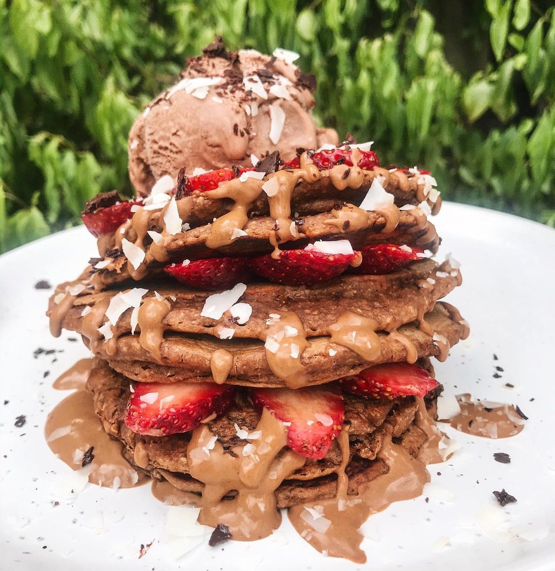 Stacked Wholemeal Pancakes with Protein