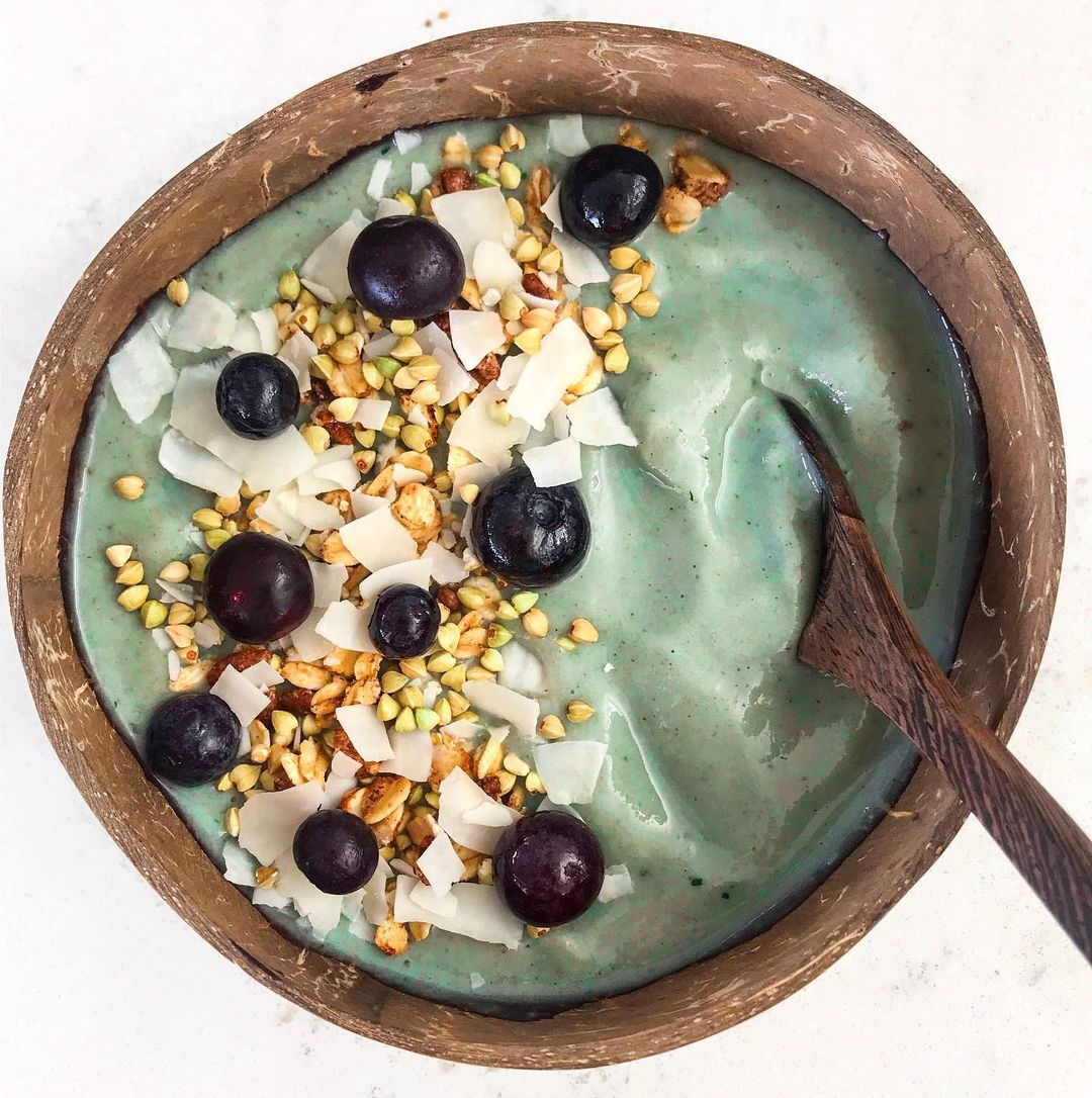 Homemade Blue Tropical Smoothie Bowl
