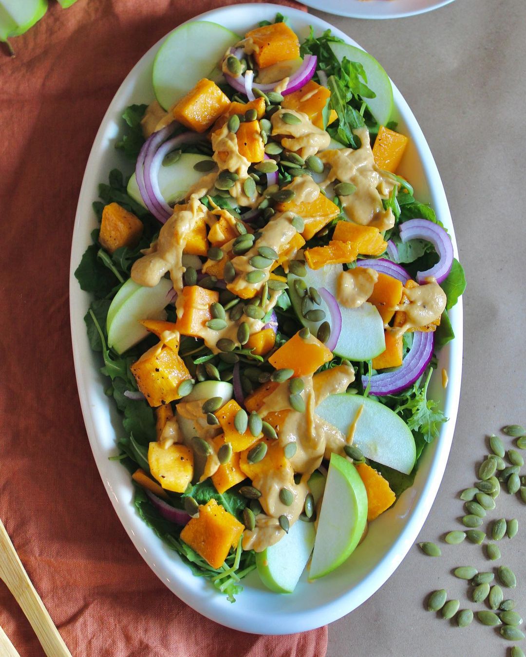 Fall Salad with Pumpkin Tahini Dressing