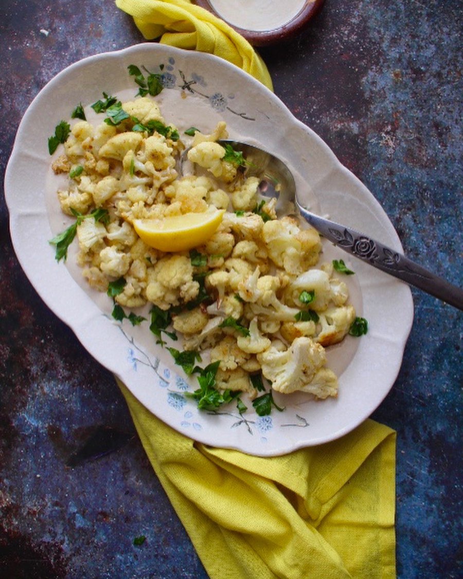 Roasted Cauliflower with Tahini Sauce