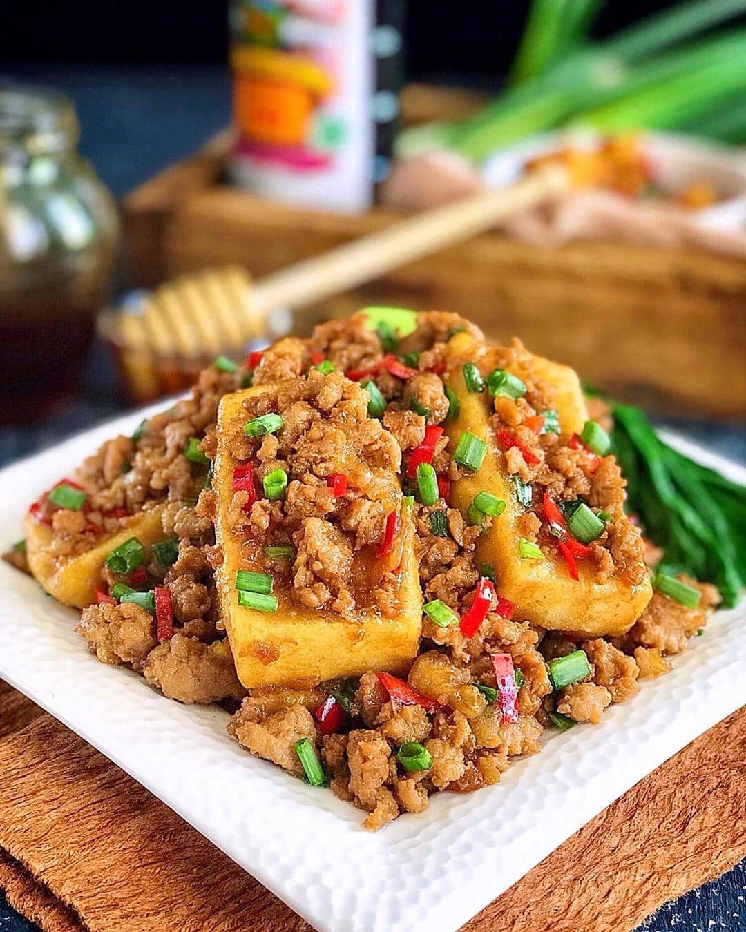 Fried Tofu with Honey Soy Chicken