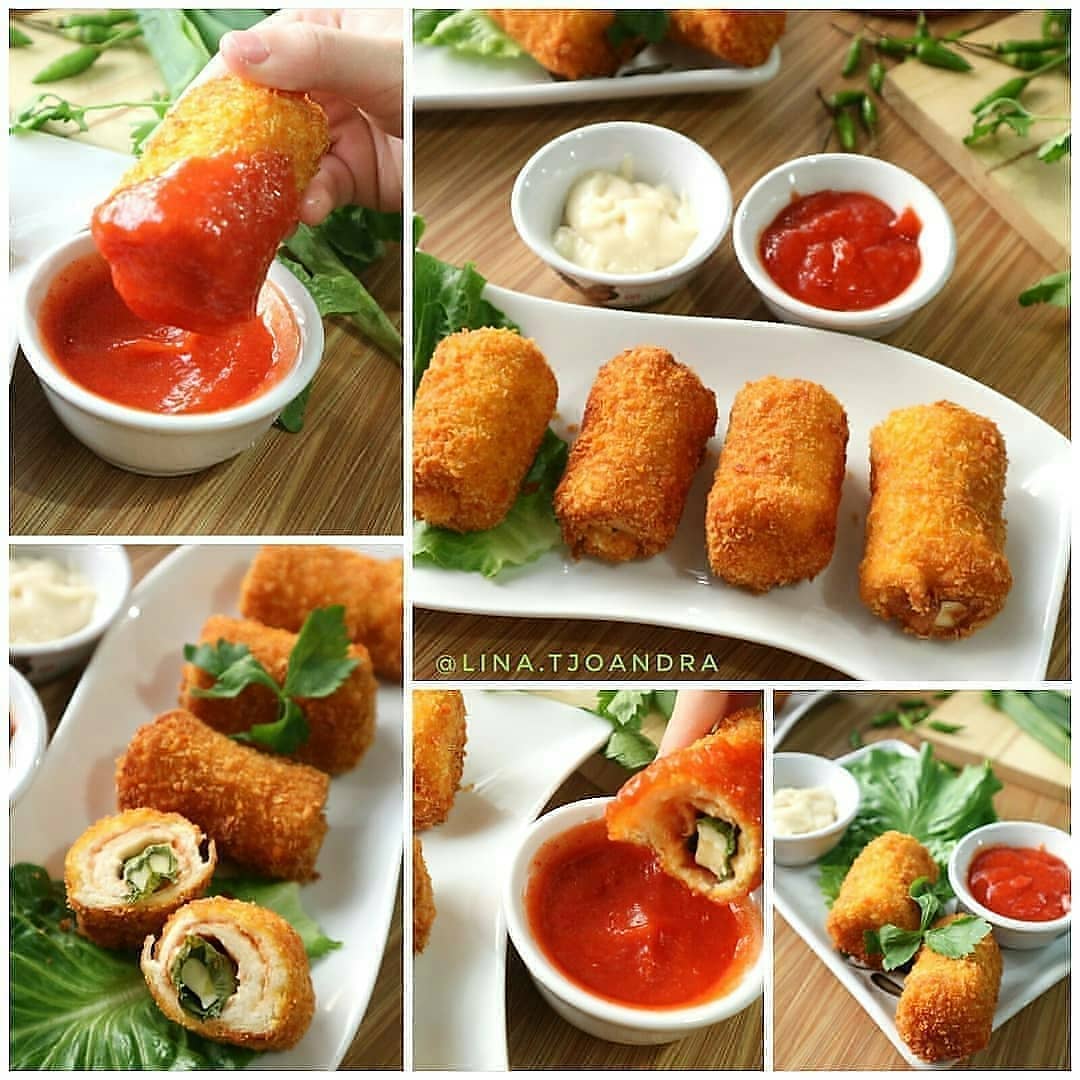 Fried Rolled Sandwich with Cheese and Lettuce
