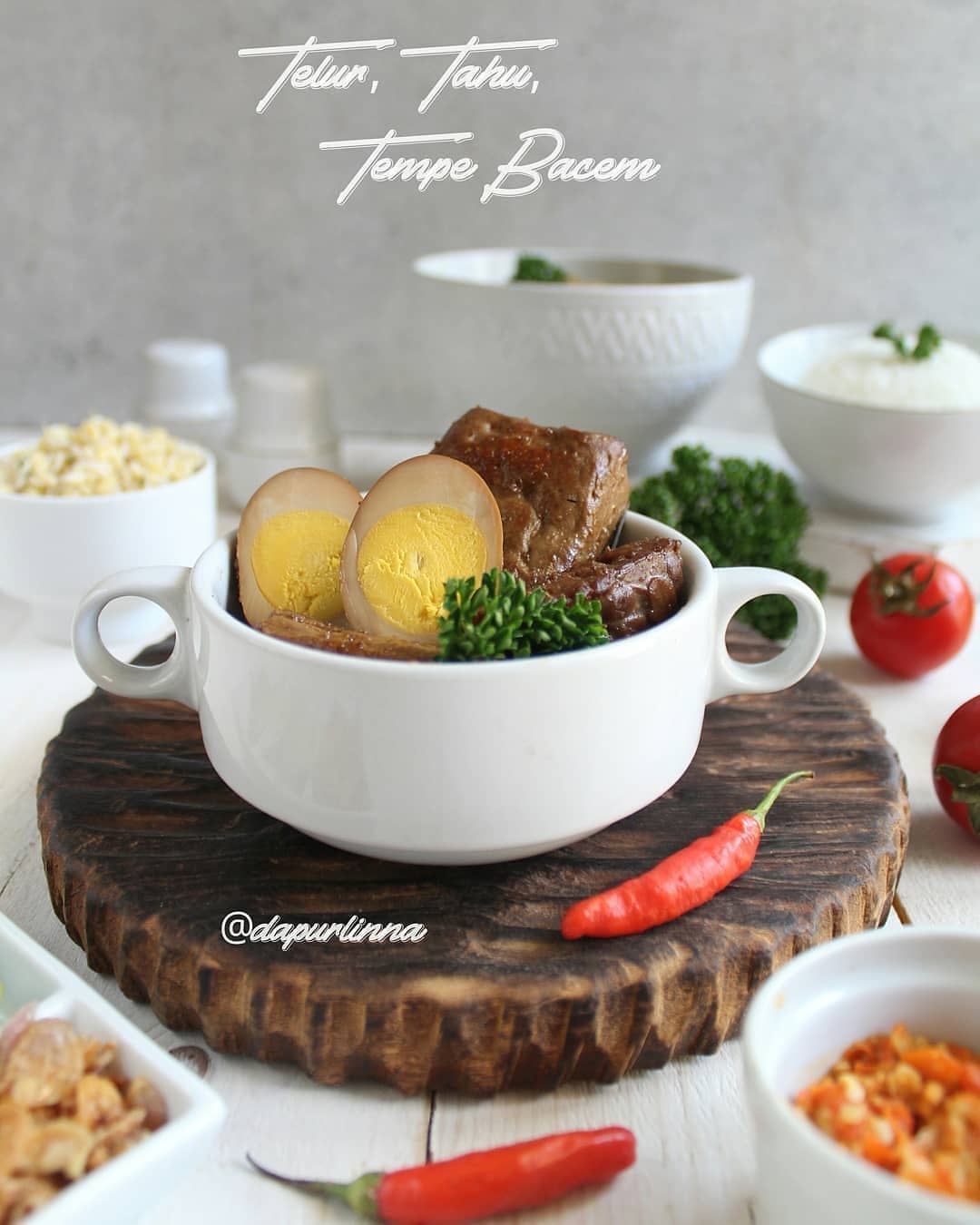 Indonesian Bacem with Eggs, Tofu, and Tempe