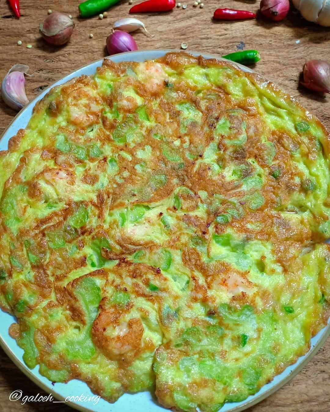 Bitter Melon Omelette with Shrimp