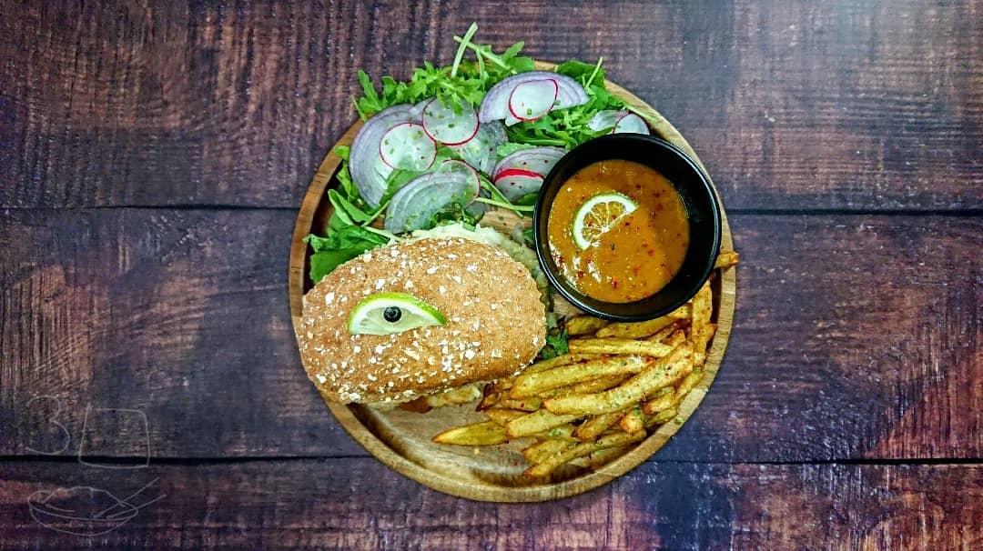 Katsu Burger and Curried Fries