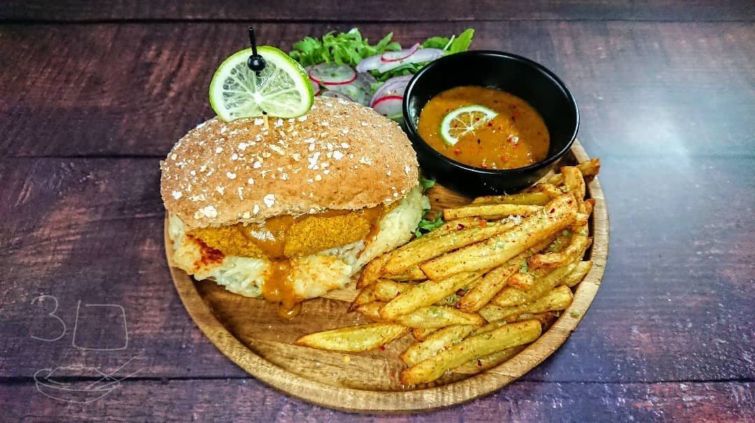 Katsu Burger and Curried Fries