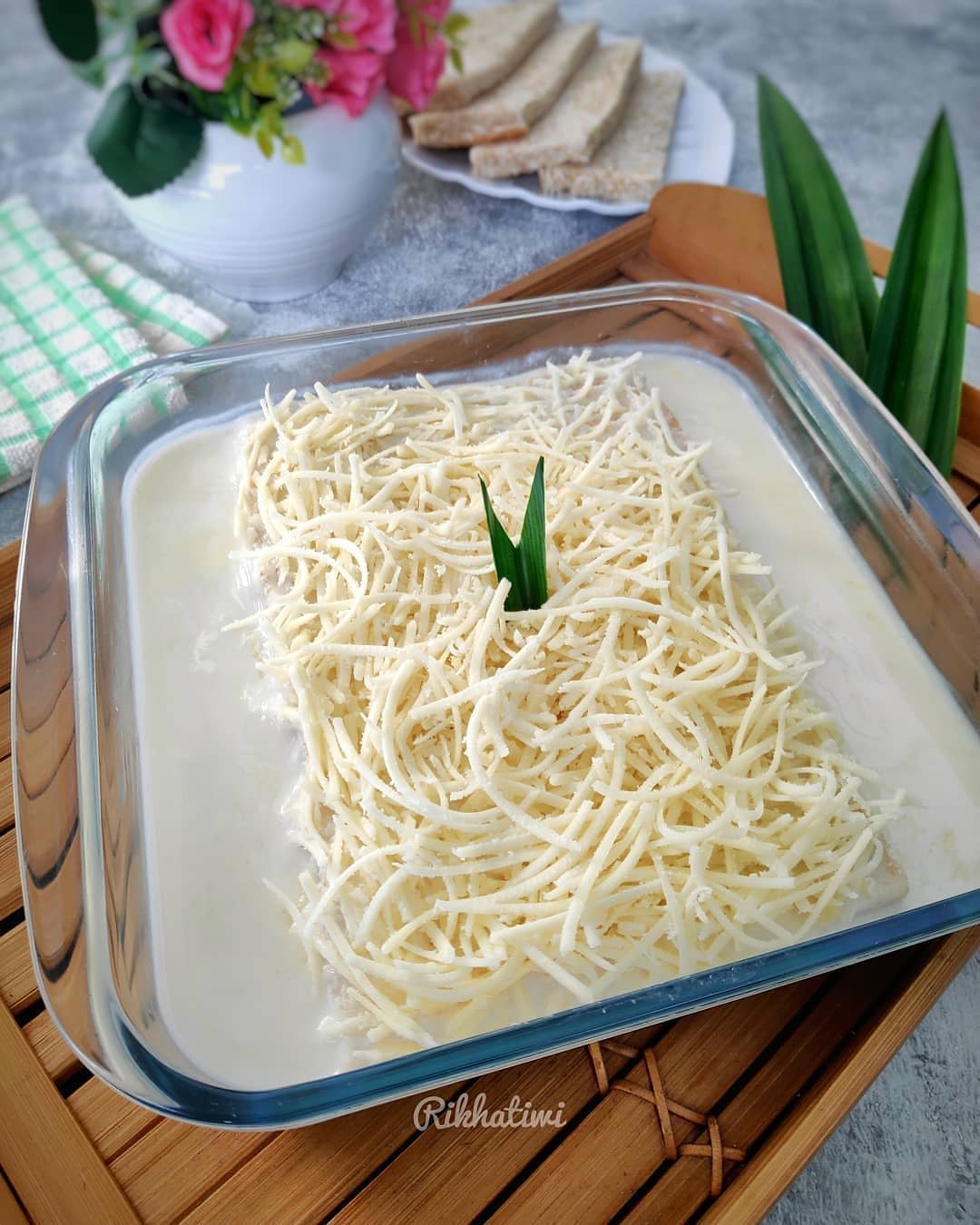 Bread Pudding with Pandan Custard