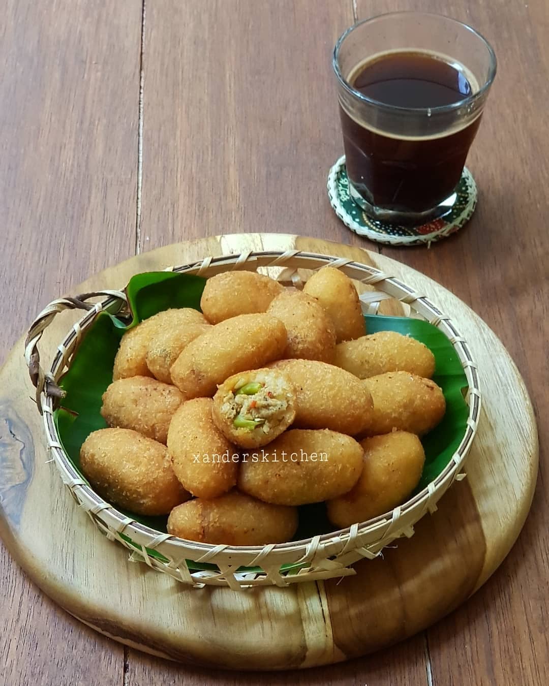 Fried Cassava Fritters with Oncom Filling