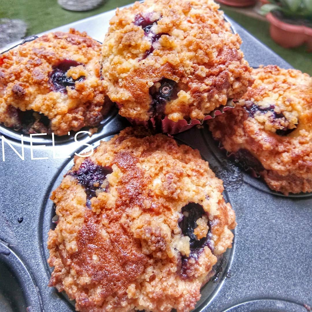 Blueberry Cake Muffins with Crumble Topping