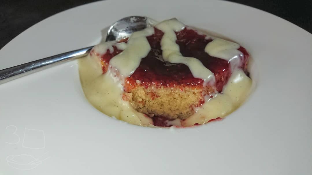 Jam Sponge Square with Custard