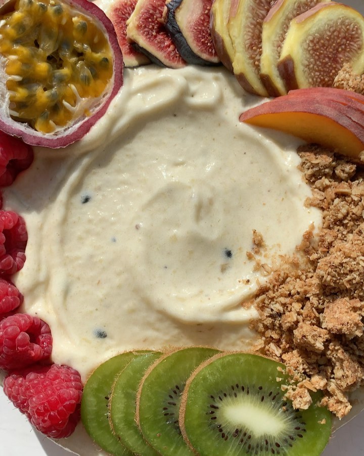 Pineapple, Passion Fruit, and Rhubarb Nice Cream