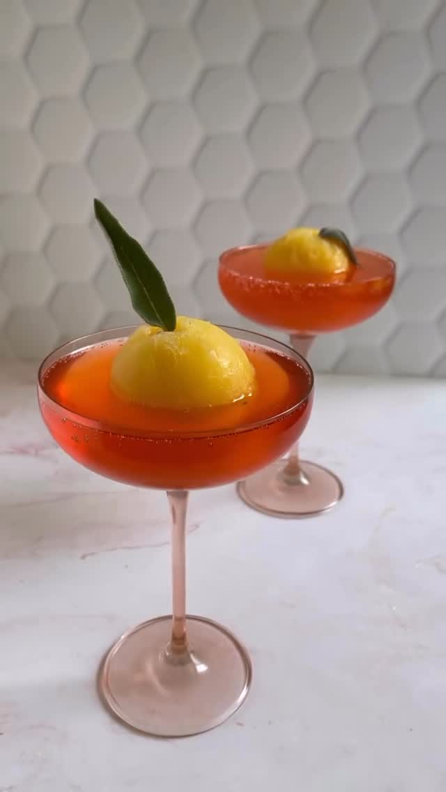 Aperol Mimosa with Orange Juice Ice Cubes