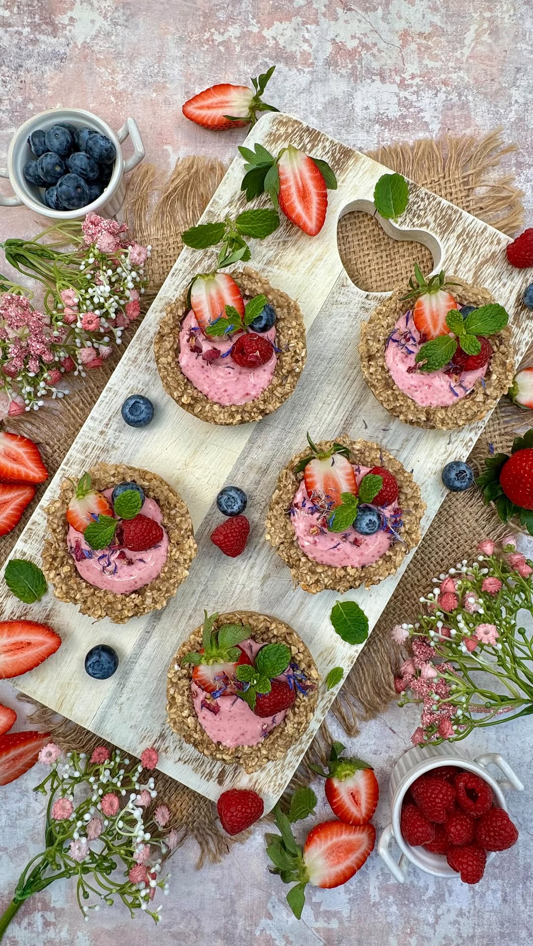 Healthy Oat Cups with Acai Yogurt