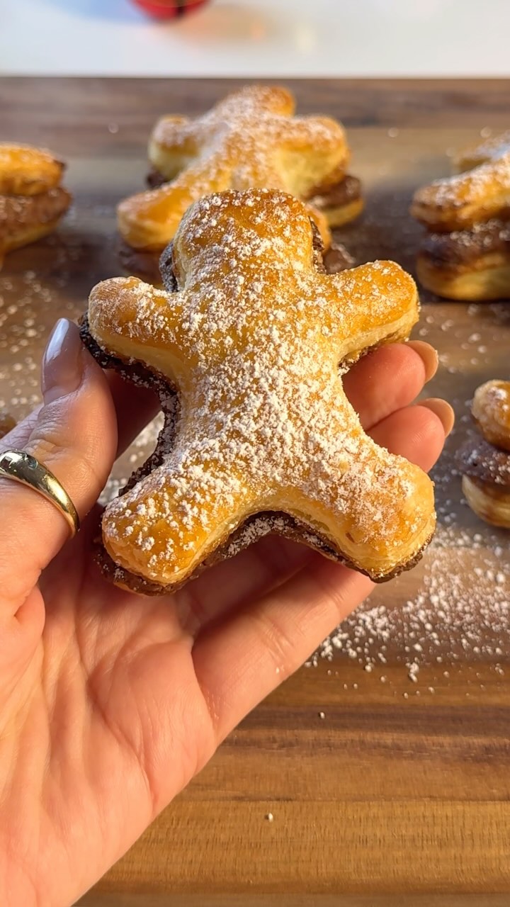 Nutella Stuffed Puff Pastry Gingerbread Men