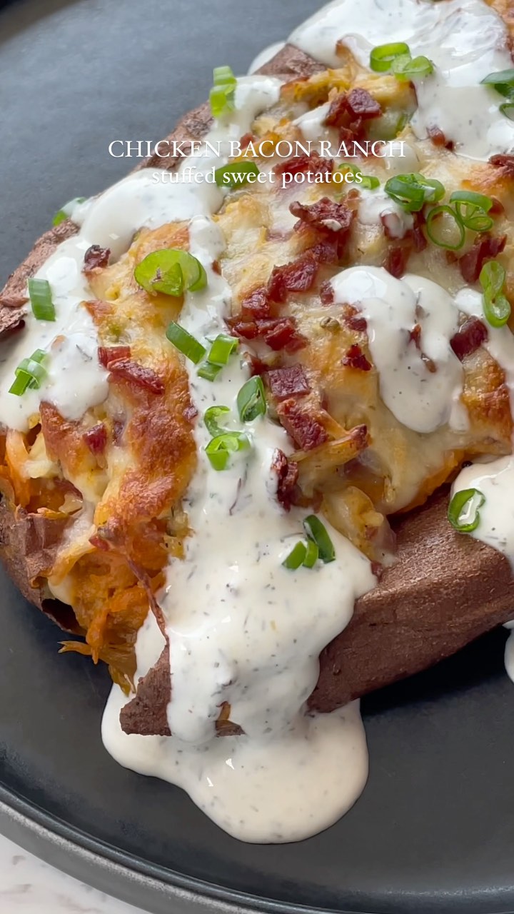Chicken Bacon Ranch Stuffed Sweet Potato