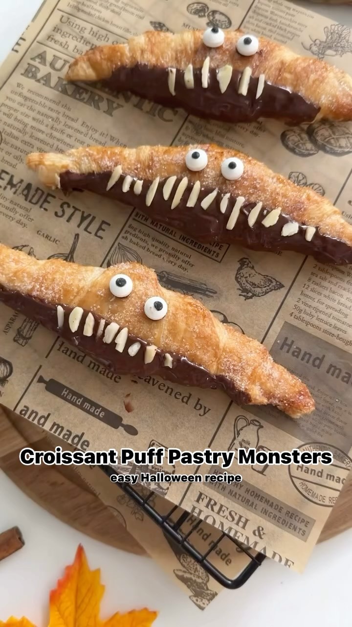 Halloween Croissant Monsters with Puff Pastry