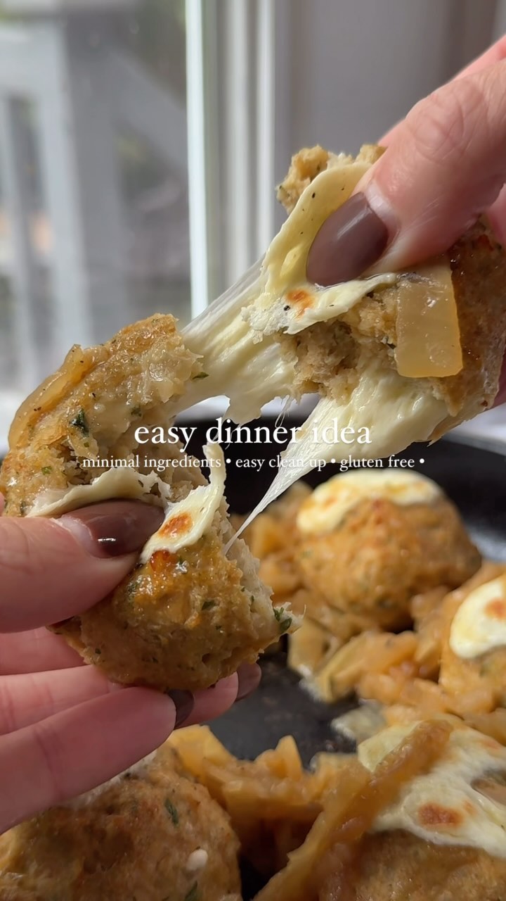 One-Pan Stuffed Chicken Meatballs