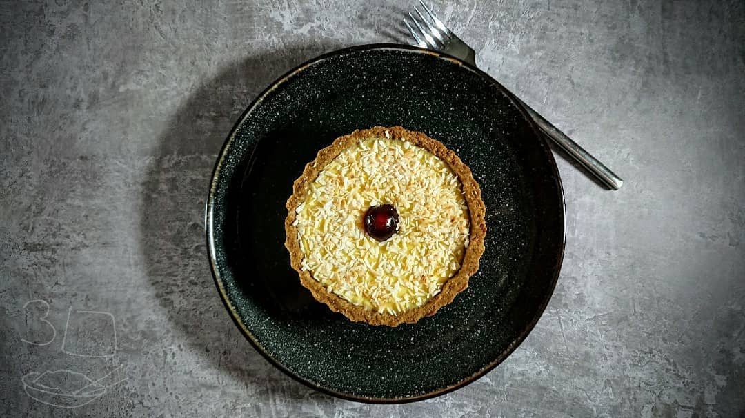 Manchester Tart with Raspberry and Coconut