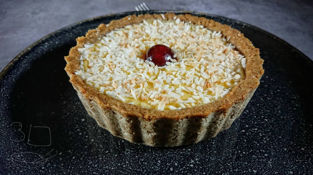 Manchester Tart with Raspberry and Coconut