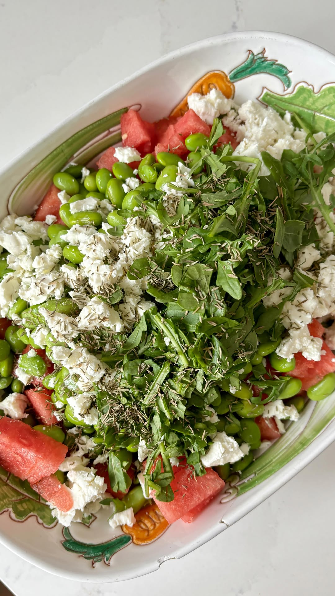 Watermelon Cucumber Salad with Feta and Edamame