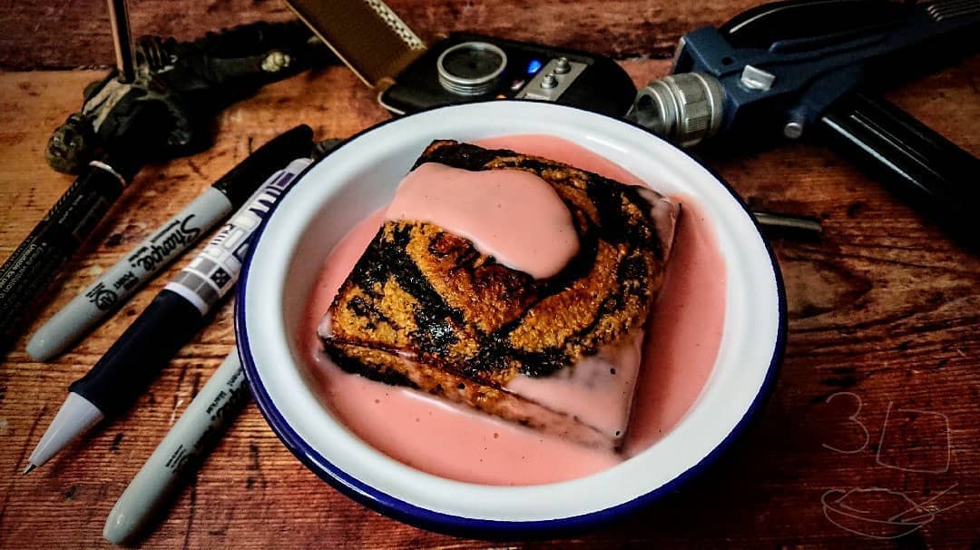 Marble Cake with Pink Custard