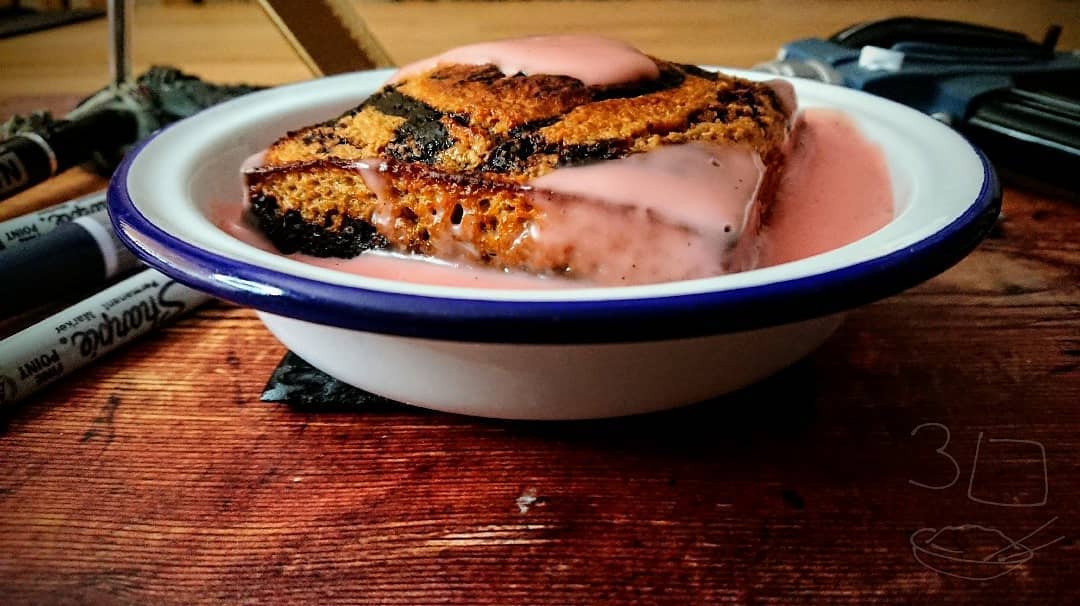 Marble Cake with Pink Custard