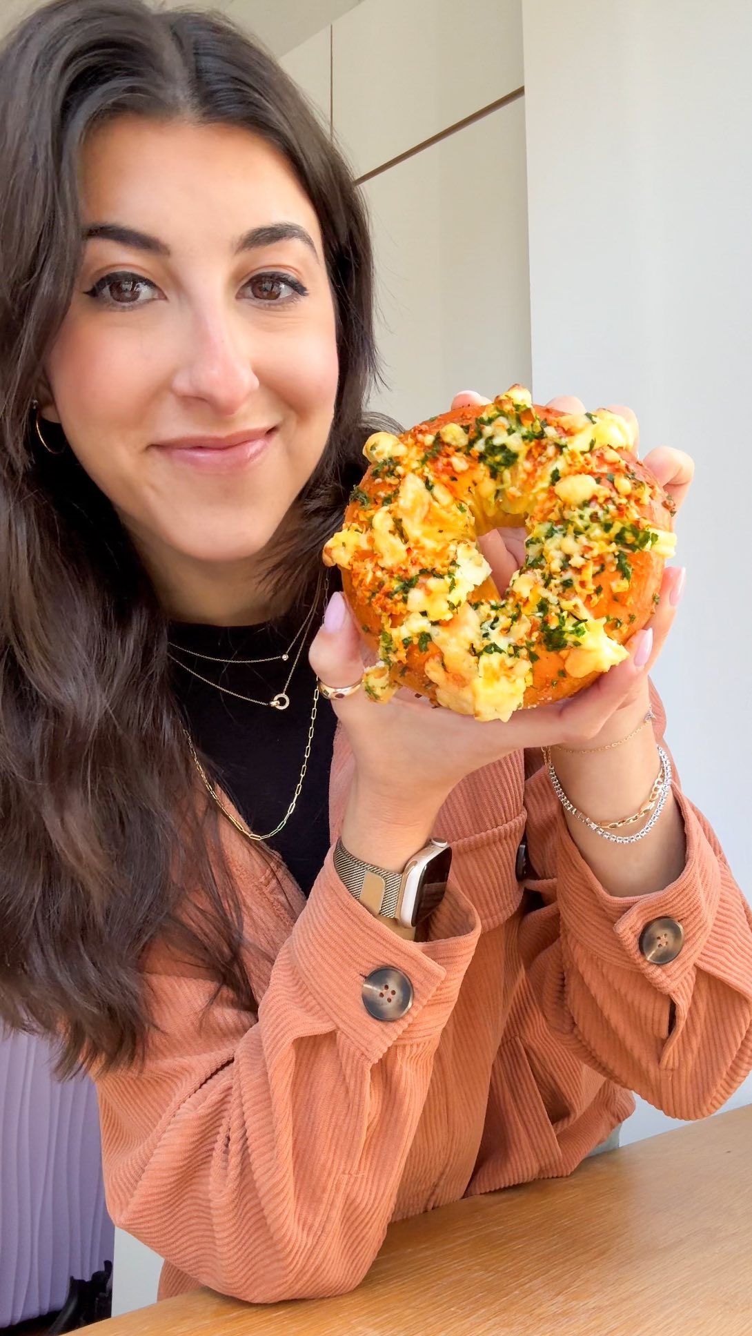 Cream Cheese Stuffed Garlic Bread Bagel