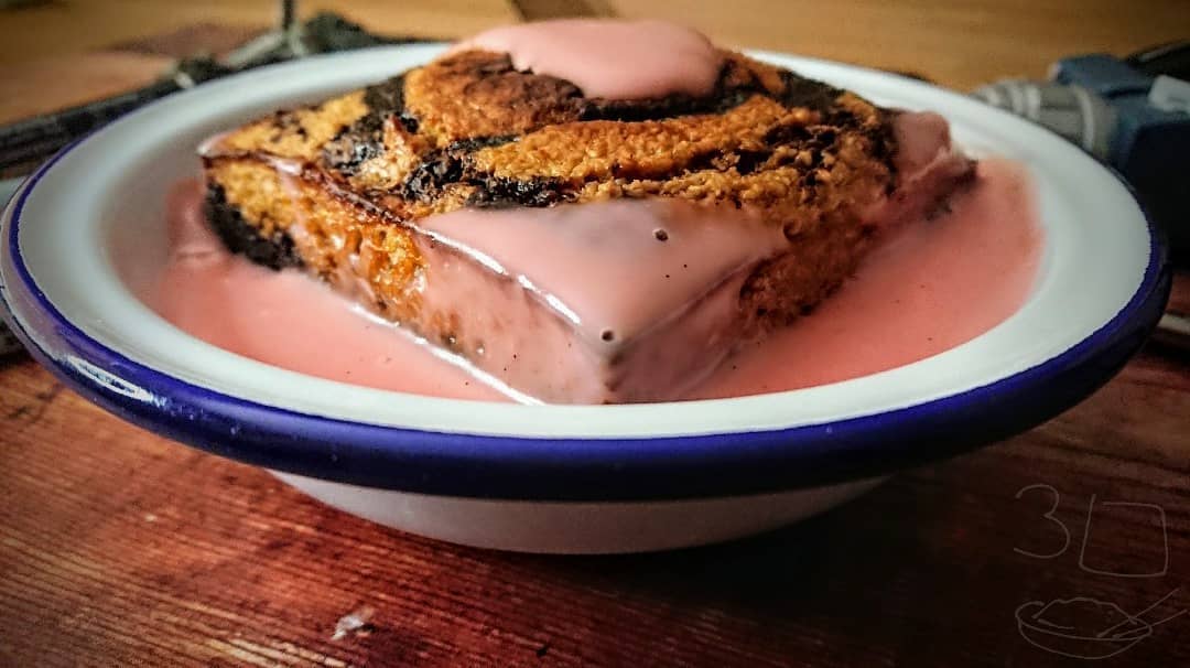Marble Cake with Pink Custard