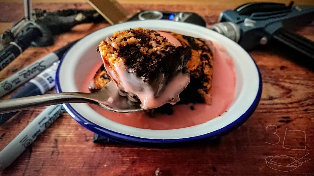 Marble Cake with Pink Custard