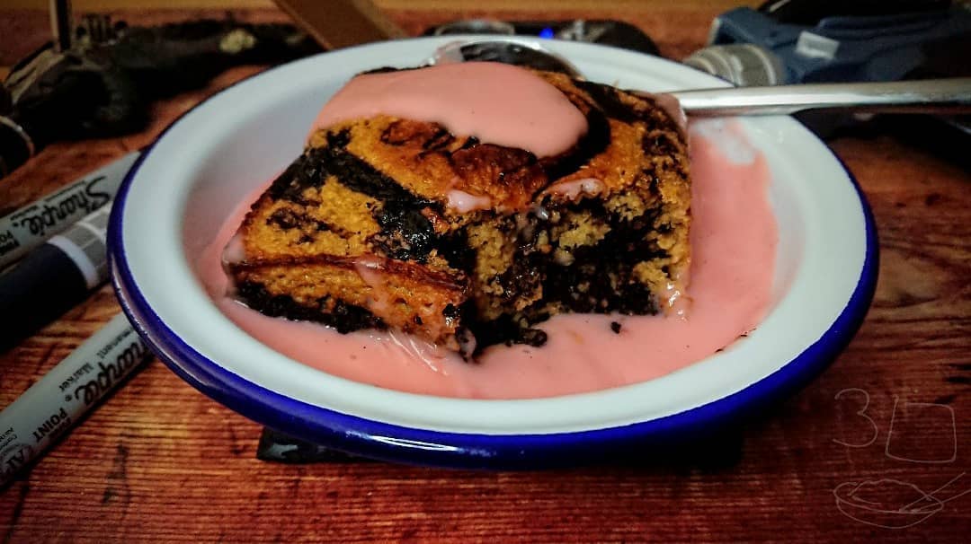 Marble Cake with Pink Custard