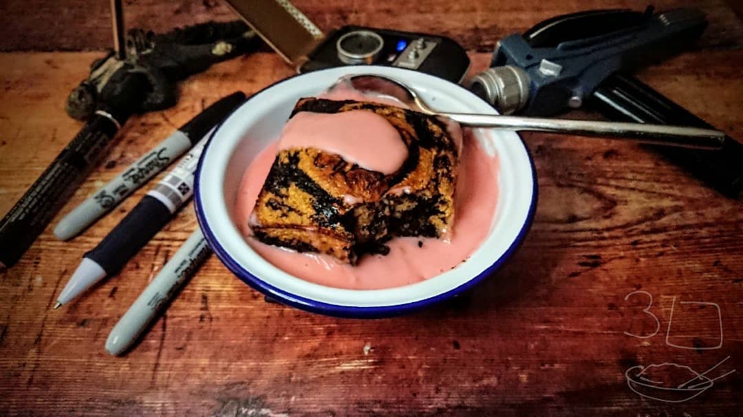 Marble Cake with Pink Custard
