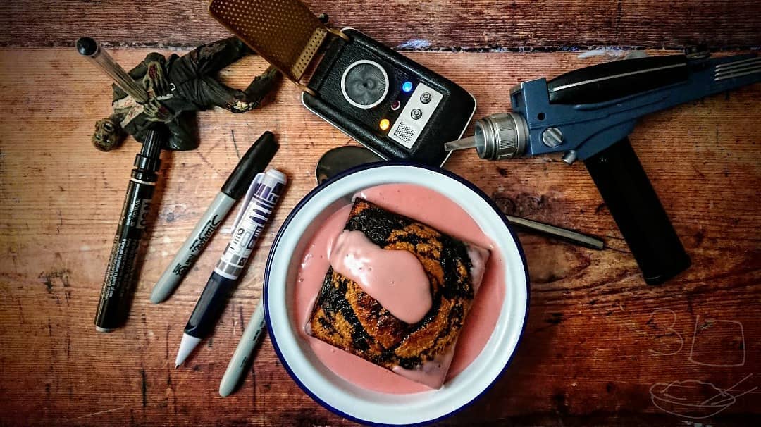 Marble Cake with Pink Custard