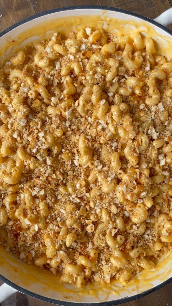 Pimento Mac and Cheese with Hot Honey Crumbs
