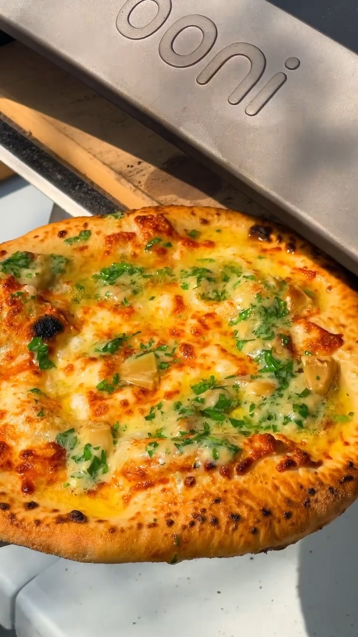 Garlic Bread Pizza Made with Ooni Oven