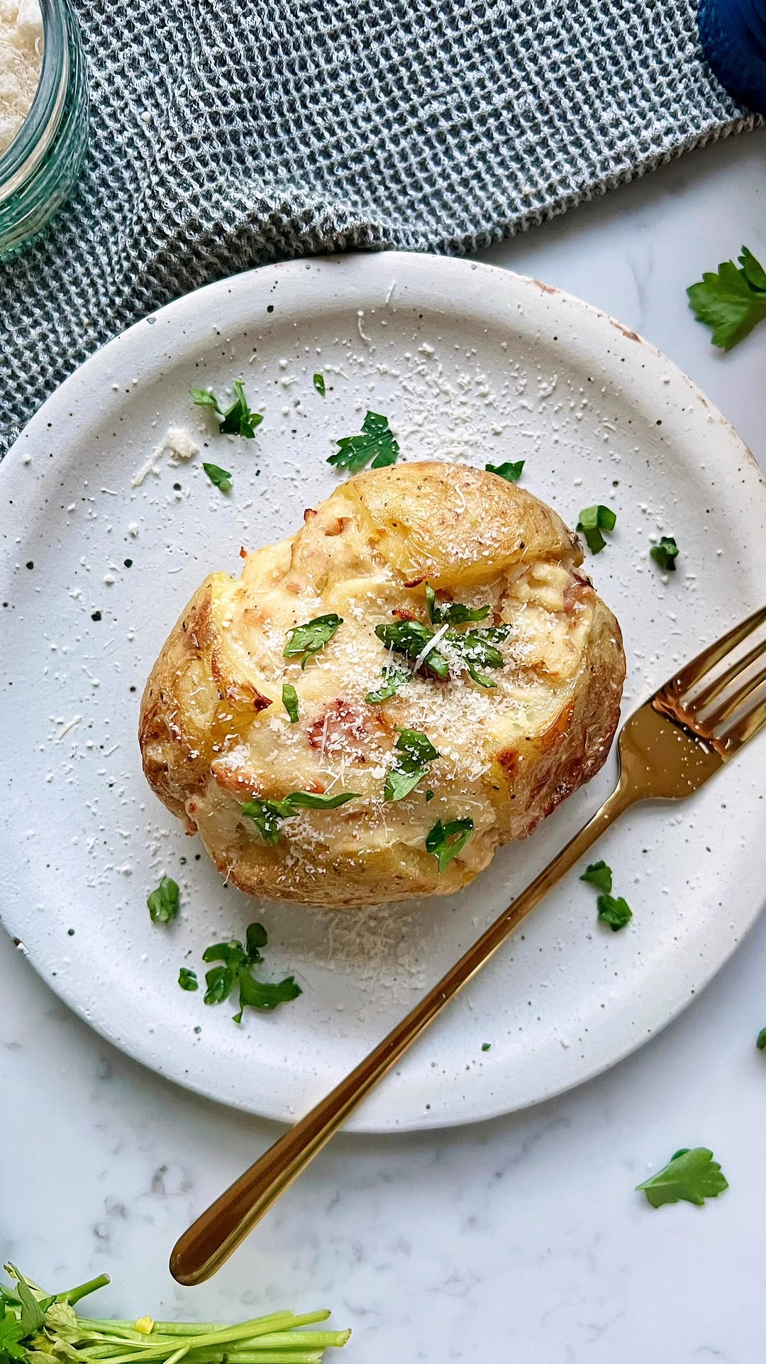 Carbonara Stuffed Baked Potato
