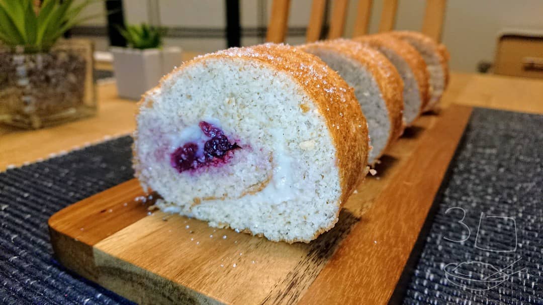 Cherry and Custard Swiss Roll