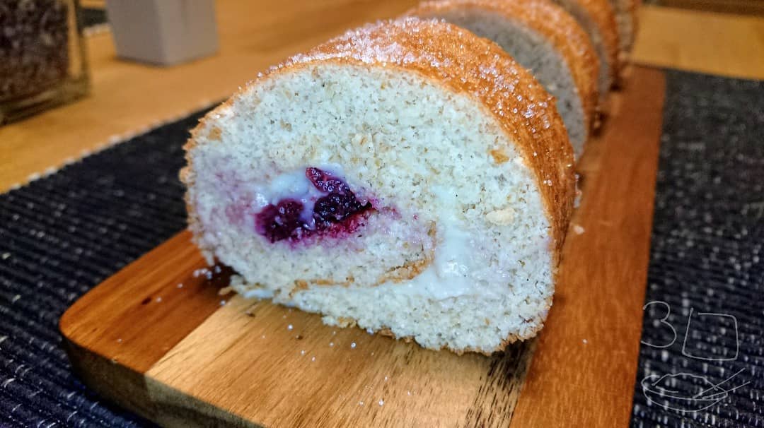 Cherry and Custard Swiss Roll