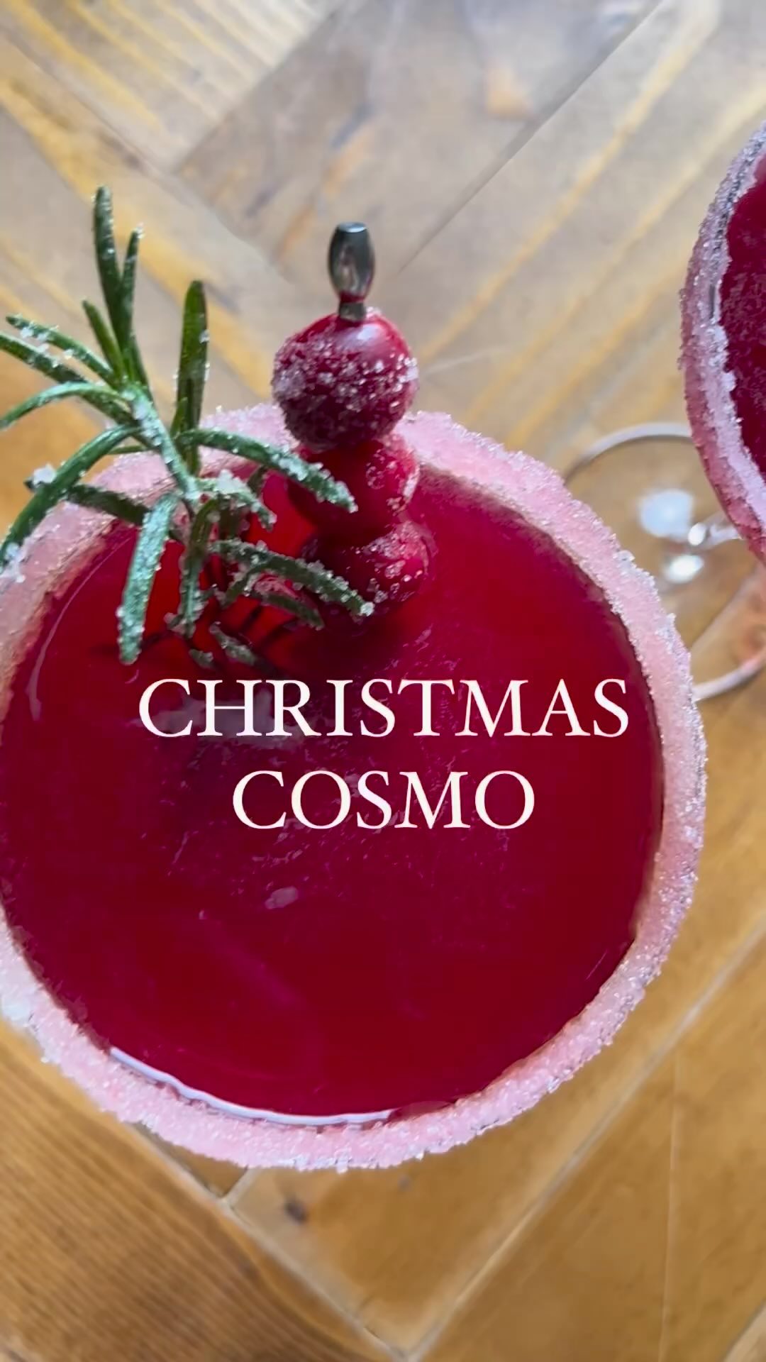 Christmas Cosmo Cocktail with Holiday Garnish