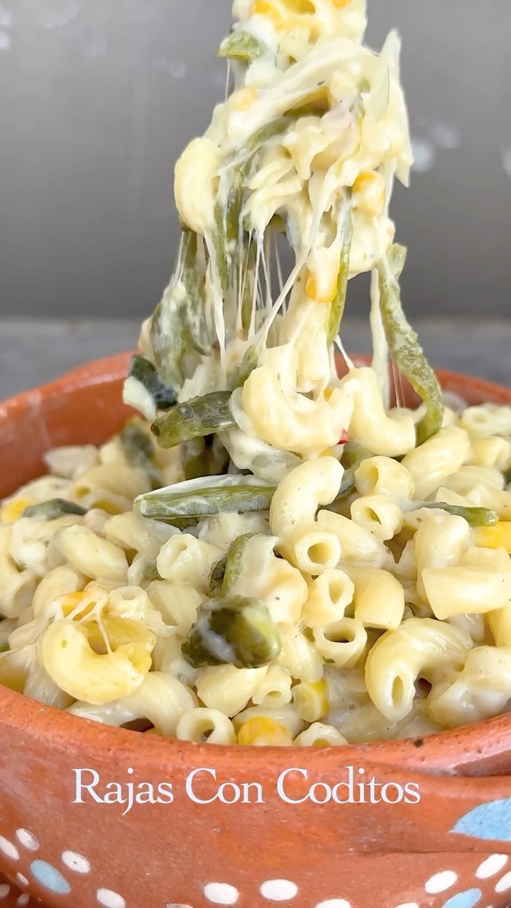 Mexican Rajas with Elbow Pasta