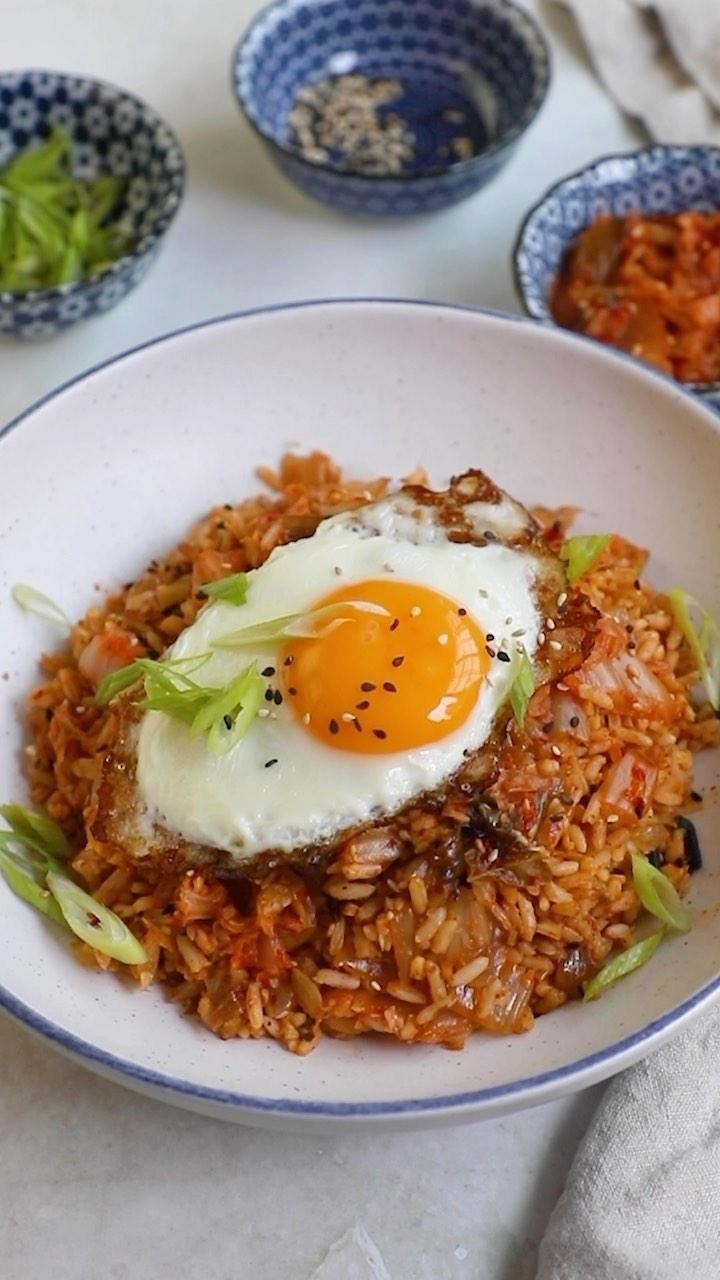 Kimchi Fried Rice with Eggs and Sesame