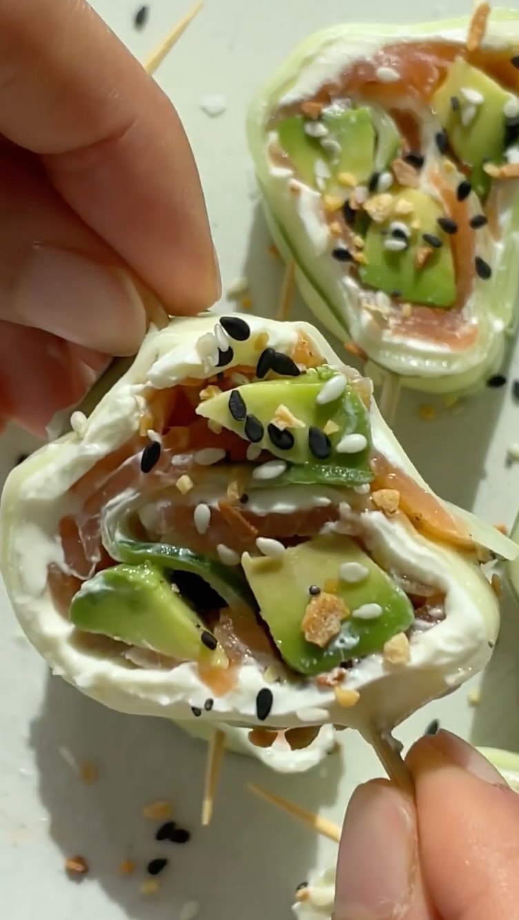 Cucumber Roll-Ups with Avocado and Salmon