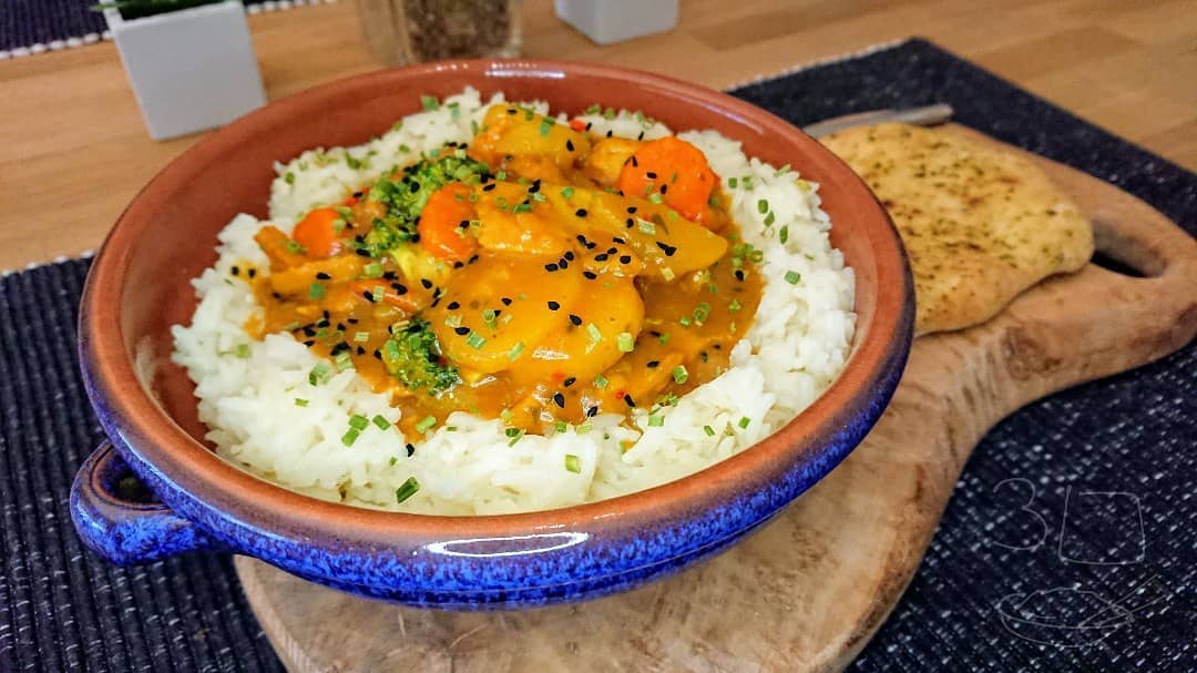Homemade Vegetable Curry with Spices and Rice