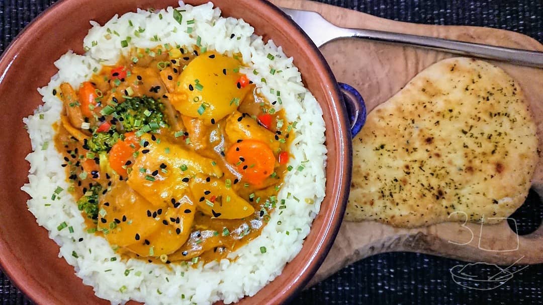 Homemade Vegetable Curry with Spices and Rice