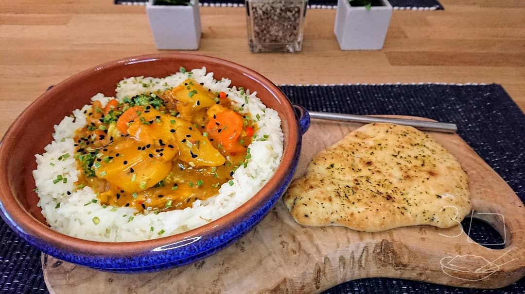 Homemade Vegetable Curry with Spices and Rice