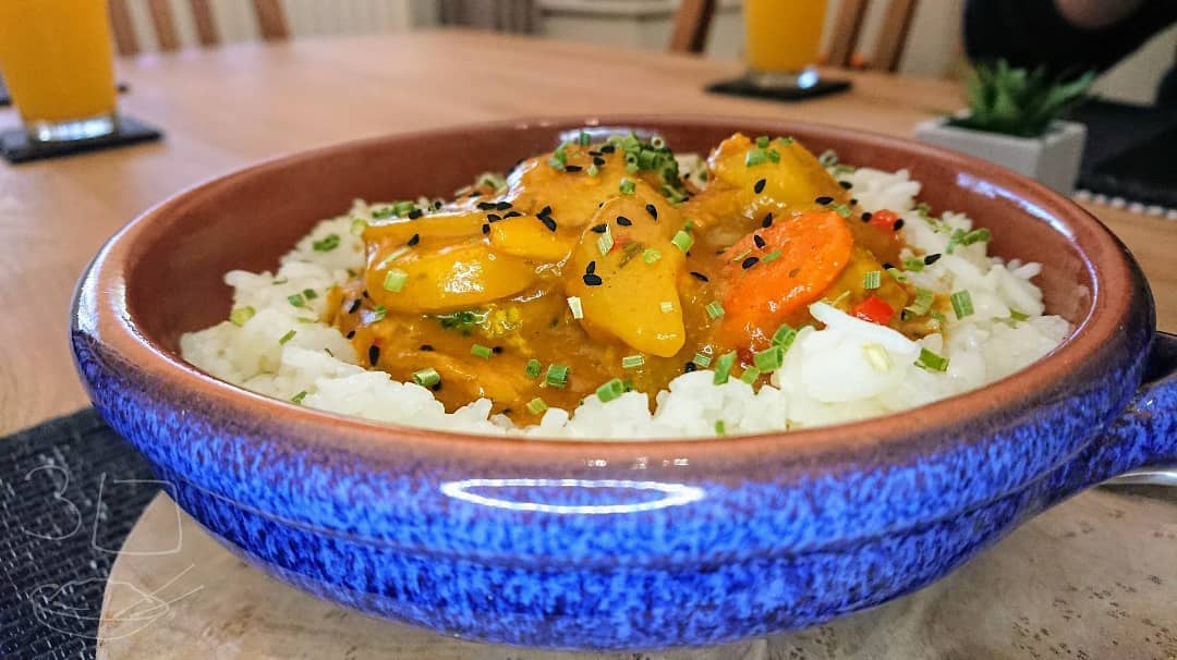 Homemade Vegetable Curry with Spices and Rice