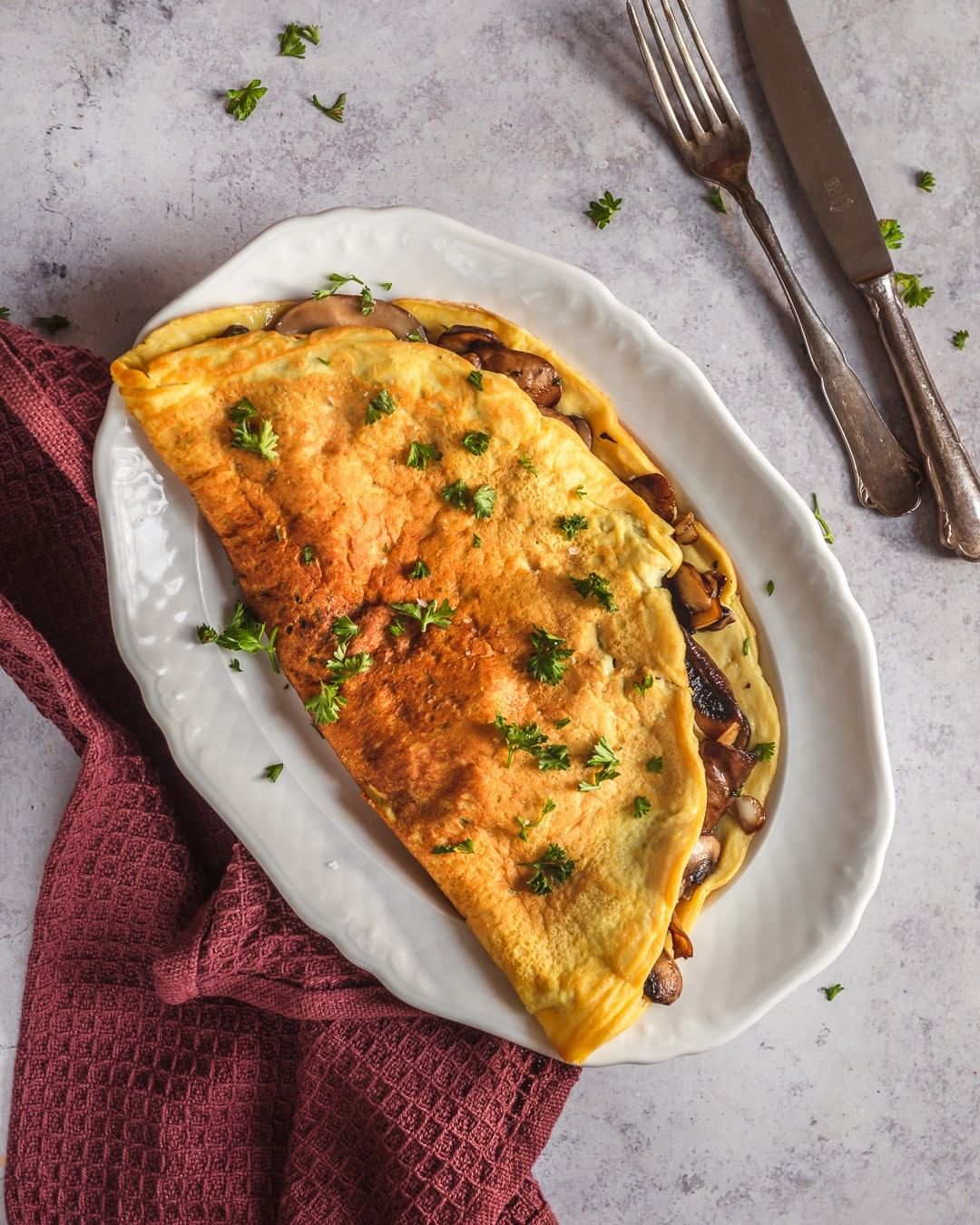 Vegan Omelette with Mushrooms and Parsley